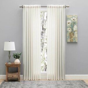 Ricardo Glasgow Light Filtering Ivory Rod Pocket Hang Curtain Panel 56" x 63"